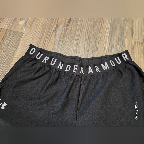 Under Armour Black Athletic Shorts with White Logo - Picture 2 of 10